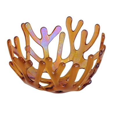 STEVEN BAY - SM ORANGE GLASS CORAL BOWL - GLASS - 5 X 3.5 X 5
