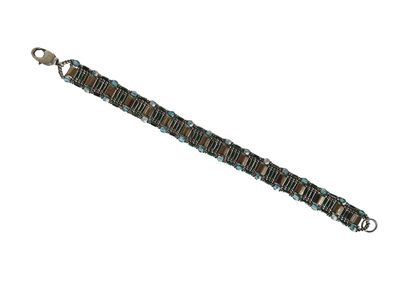 HEDDA SCHNUR - SINGLE ROW PALLADIUM TILA & AQUA BEADED BRACELET - BEADS