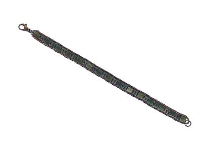 HEDDA SCHNUR - SINGLE ROW TILA & 1/4 BRONZE EMBLISHMENT BEADED BRACELET - BEADS