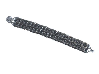 HEDDA SCHNUR - THREE ROW PALLADIUM TILA, SWAROVSKI CRYSTAL & ARGENTIUM BEADED BRACELET - BEADS