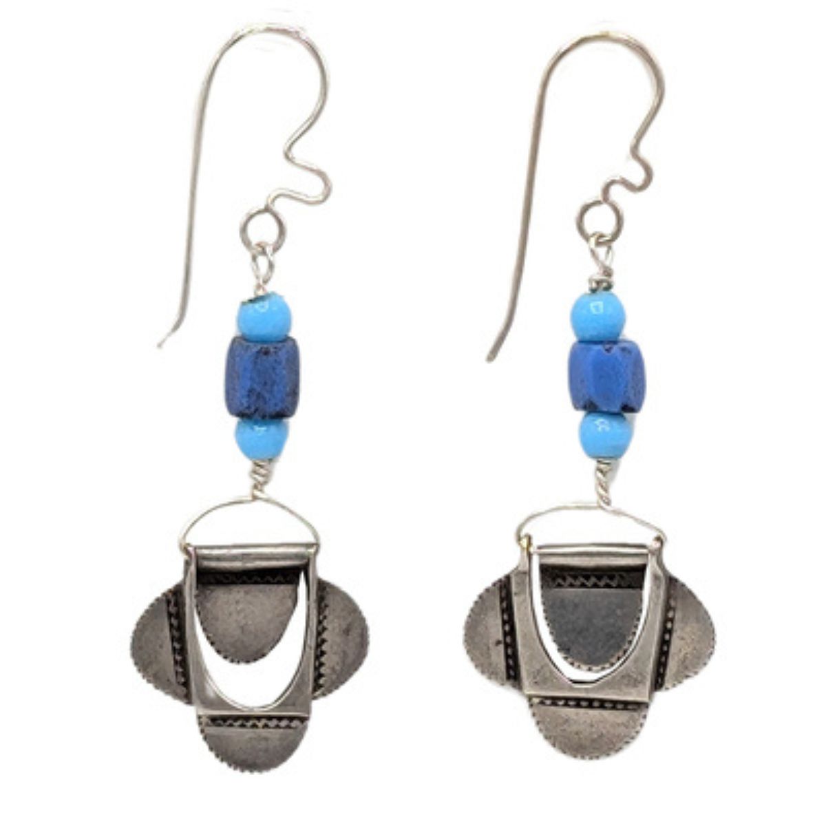 JANET SEWARD - TUAREG ETCHED SILVER AND RUSSIAN BEADS - SILVER & BEADS