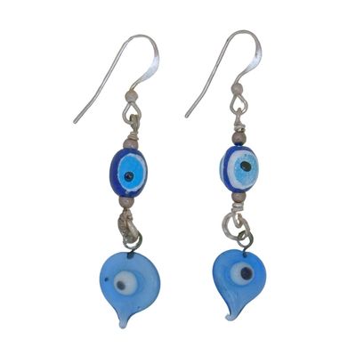 JANET SEWARD - TURKISH EVIL EYE BEAD EARRINGS - MIXED MEDIA