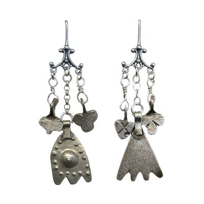 JANET SEWARD - ANTIQUE HAMSA EARRINGS FROM MORRACO - STERLING SILVER