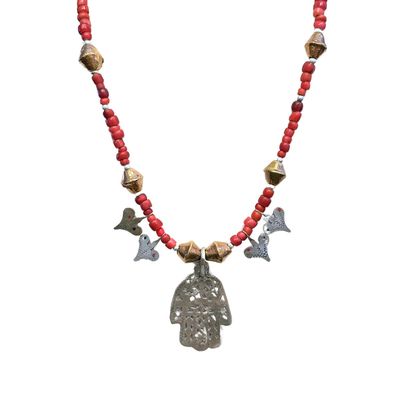 JANET SEWARD - ANTIQUE AFRICAN HEART NECKLACE - MIXED MEDIA