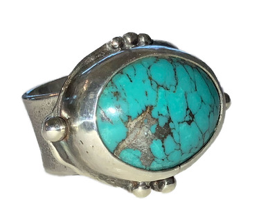 MONIQUE SELWITZ - STERLING SILVER TURQUOISE RING - STERLING & GEMSTONE - SIZE 7