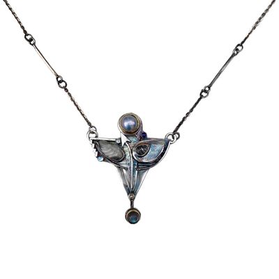 MONIQUE SELWITZ - FLY ME TO THE MOON - STERLING & GEMSTONE - STERLING SILVER, FINE SILVER, 22K GOLD, 18K GOLD, LABRADORITE, IOLITE, AQUAMARINE, BLUE TOPAZ & MABE PEARL
