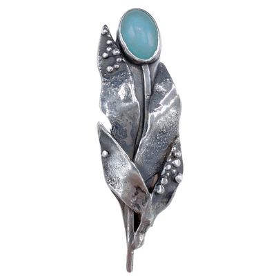 MONIQUE SELWITZ - BROOCH W/ AVENTURINE ON STERLING SILVER - STERLING & GEMSTONE