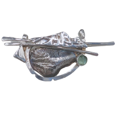 MONIQUE SELWITZ - BROOCH W/ FACETED TOURMALINE - STERLING & GEMSTONE