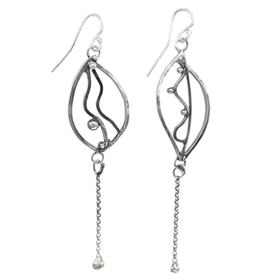 MONIQUE SELWITZ - STERLING SILVER EARRINGS W/ ACCENT OF FINE SILVER - STERLING & GEMSTONE