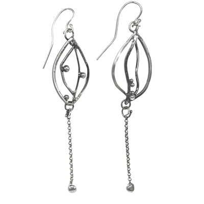 MONIQUE SELWITZ - STERLING SILVER EARRINGS W/ FINE SILVER ACCENT - STERLING & GEMSTONE