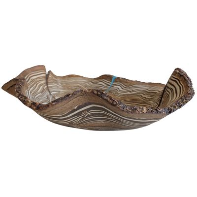 MAGIE SMITH-FLEISHER - NERIKOMI FAUX WOOD RAW EDGE  BOWL - CERAMIC - 15.5 X 2 X 12