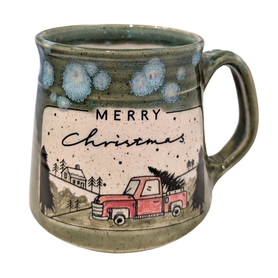 MAGIE SMITH-FLEISHER - RED TRUCK MERRY CHIRSTMASS MUG - CERAMIC
