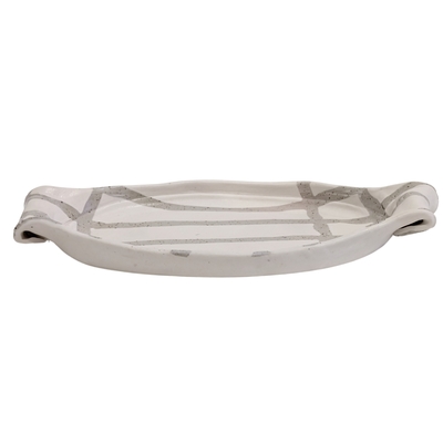 MAGIE SMITH-FLEISHER - GREY ABSTRACT TRAY - CERAMIC - 8.5 X 5