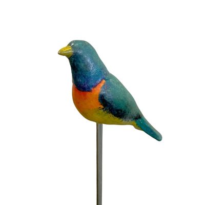 MAGIE SMITH-FLEISHER - TROPICAL BIRD ON STAND - CERAMIC - 5.5 X 9.5 X 5.5