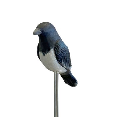 MAGIE SMITH-FLEISHER - BLUE/ BLACK CHICKADEE STAND - CERAMIC - 5.5 X 9.5 X 5.5