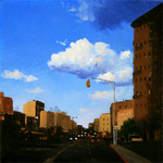 GERALD SCHWARTZ - MIDTOWN - OIL ON BOARD - 6 X 6