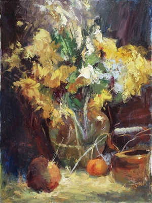 JANINE SALZMAN - FALL BOUQUET - OIL ON CANVAS - 18 X 24