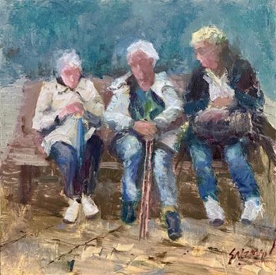 JANINE SALZMAN - THREE WISE WOMEN - OIL - 10 x 10