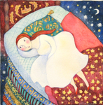 KRISTINA SWARNER - THE PRINCESS & THE PEA - MIXED MEDIA ON PAPER - 8 X 8
