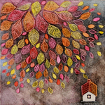 KRISTINA SWARNER - AUTUMN HOUSE - MIXED MEDIA ON PAPER - 8 X 8