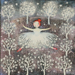 KRISTINA SWARNER - SNOW DANCE - MIXED MEDIA ON PAPER - 5.75 X 5.75