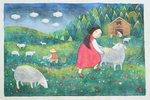 KRISTINA SWARNER - RUTHIE IN FIELD - MIXED MEDIA ON PAPER - 17.75 X 11.75