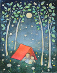 KRISTINA SWARNER - CAMPING - MIXED MEDIA ON PAPER - 6.25 X 8