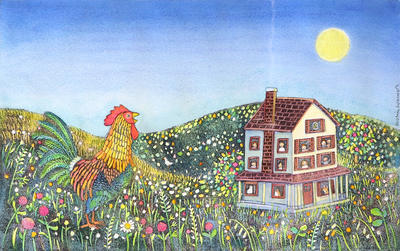 KRISTINA SWARNER - THE  ITTY-BITTY HOUSE - MIXED MEDIA ON PAPER - 20.5 x 13.5