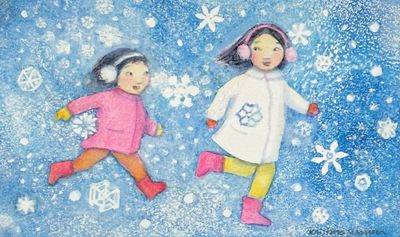 KRISTINA SWARNER - SNOW  "SOUNDS OF THE SEASONS" - MIXED MEDIA ON PAPER - 7 X 4.25