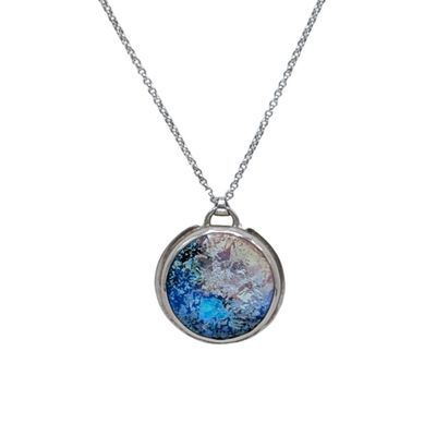 SHELLEY NORDMAN - BLUE MULTICHROME STERLING SILVER PENDANT - MIXED MEDIA