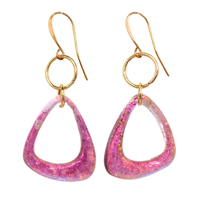 SHELLEY NORDMAN - SM PINK & PEACH MULTICHROME EARRINGS - MIXED MEDIA