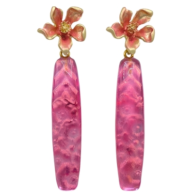 SHELLEY NORDMAN - PINK BLOSSOM MULTICHROME EARRINGS - MIXED MEDIA