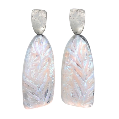 SHELLEY NORDMAN - WHITE MULTICHROME OBLONG EARRINGS - MIXED MEDIA
