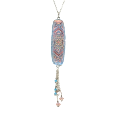 SHELLEY NORDMAN - PEARLESCENT MULTICHROME NECKLACE W/ FRINGE - MIXED MEDIA