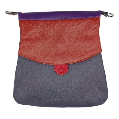 SORUKA - RED & NAVY GRETA HANDBAG - LEATHER