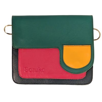 SORUKA - GREEN, ORANGE, PINK SIMONE HANDBAG - LEATHER