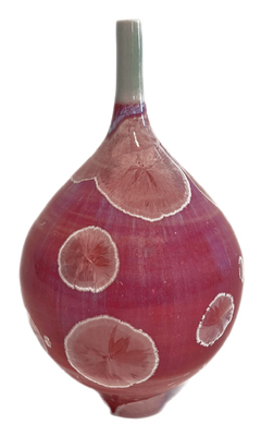 TANNER SAWITZ - ROSE CRYSTALLINE GLAZE BOTTLE - CERAMIC - 2.25 x 4.25 x 2.25