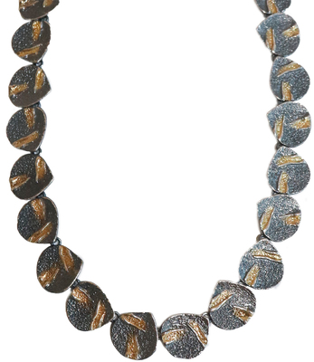 EVA STONE - NECKLACE OXIDIZED W/ GOLD ACCENT - STERLING