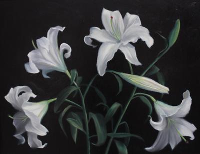CLAIRE MILLER - WHITE LILIES - OIL - 24 X 20