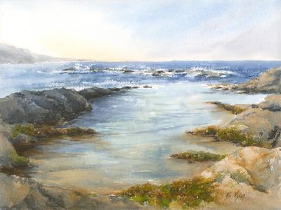 BECKY RYAN - TIDAL POOL TRANQUILITY - WATERCOLOR - 12 X 9