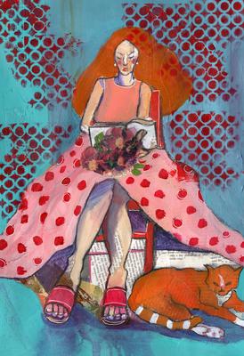 CLAUDIA KAZACHINSKY - THE READER - MIXED MEDIA - 16 X 20