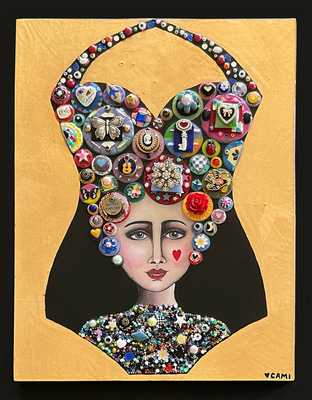 CAMI LEVIN - BEACH VACATION STATE OF MIND - MIXED MEDIA - 12 X 16