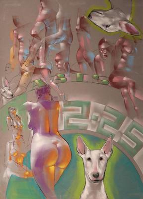 TERRILL THOMAS - SUNDAY MORNING AT SELA - PASTEL - 22 X 27