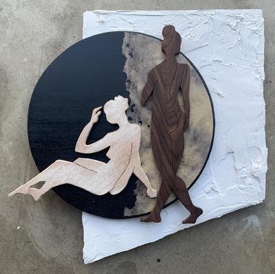 LILY TSUTSUMIDA - LOOKING FORWARD, LOOKING BACK - MIXED MEDIA - 14 X 14 X 2