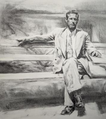 LISA BURNETT - CHET - CHARCOAL - 16 X 18