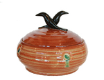 KAREN THAYER - BROWN LIDDED JAR W/ BIRDS - CERAMIC - 5 X 4 X 5