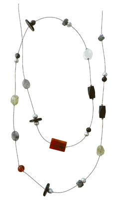 LILY TSAY - WOOD & CRYSTAL & PEARL S.S. CABLE NECKLACE - MIXED MEDIA