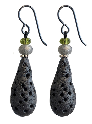 LILY TSAY - STONEWARE & LABRADORITE EARRINGS - MIXED MEDIA