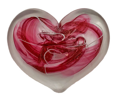 APRIL WAGNER - HEART PAPERWEIGHT CORAL SEA - GLASS - 4 X1.5 X 3.75