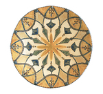 JAIME WEBER - LARGE GOLD & BLUE MANDALA PLATTER - CERAMIC - 15.5 X 2 X 15.5